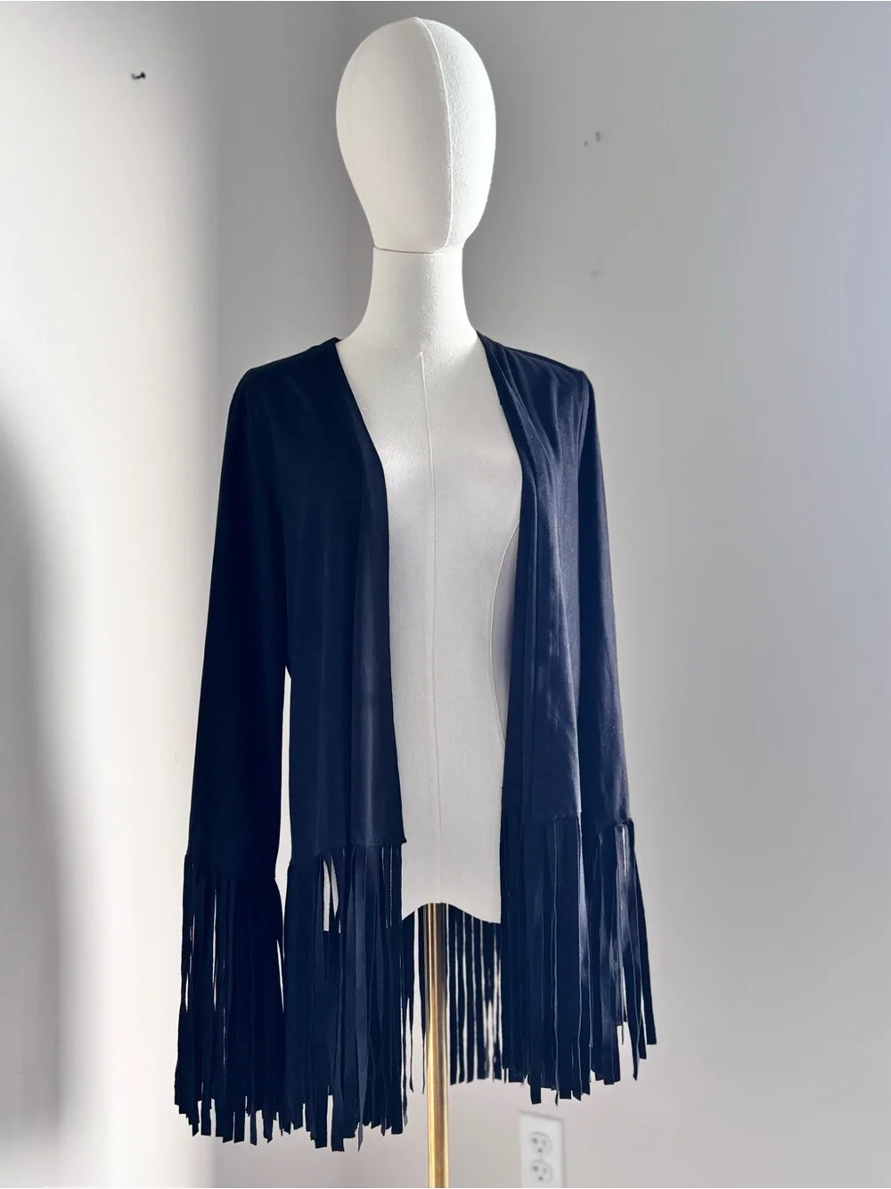 Zara Black Fringe Open Cardigan